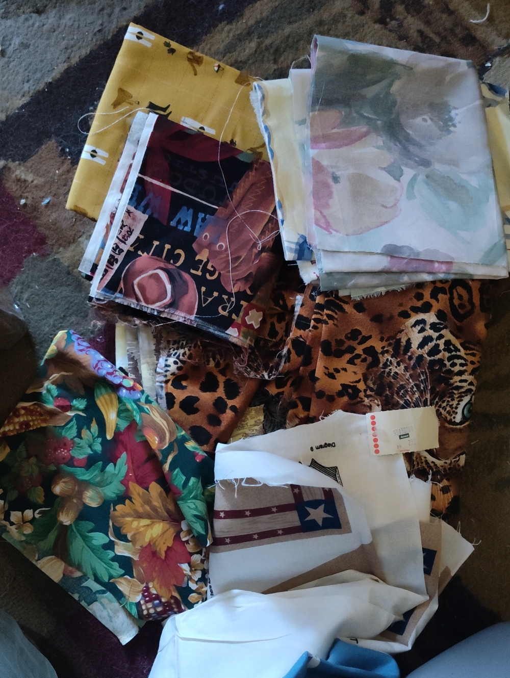 Assorted Floral and Animal Print Fabric Bundle in Multi-Color - Home Accents